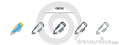 Oboe icon in different style vector illustration. two colored and black oboe vector icons designed in filled, outline, line and Vector Illustration
