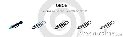 Oboe icon in filled, thin line, outline and stroke style. Vector illustration of two colored and black oboe vector icons designs Vector Illustration