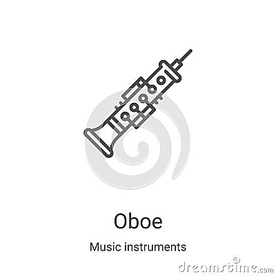 oboe icon vector from music instruments collection. Thin line oboe outline icon vector illustration. Linear symbol for use on web Vector Illustration