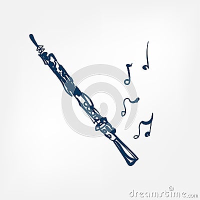 Oboe sketch vector illustration isolated design element Vector Illustration