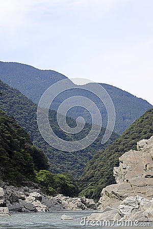 Oboke gorge at Yoshino river Stock Photo