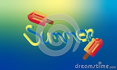 Summer illustration with popsicles. Cartoon Illustration