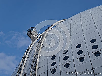 Observation capsule in Stockholm. Globen Skyview. Stock Photo
