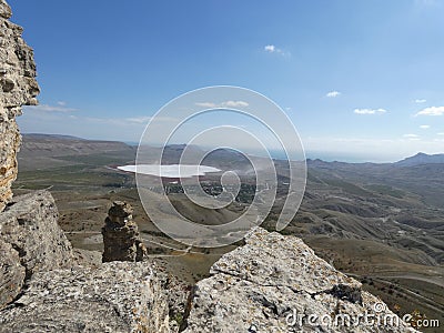 Observation deck `Starfall of Memories` Dried salt lake Barakol Stock Photo