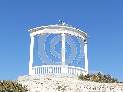 Observation deck `Starfall of Memories` on Mount Koklyuk in Koktebel Stock Photo