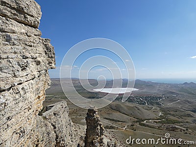 Observation deck `Starfall of Memories` on Mount Koklyuk in Koktebel Stock Photo