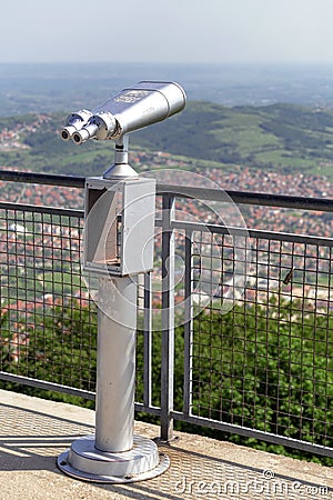 Observation deck with tourist binocular Stock Photo
