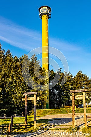 Observation tower over Bledowska Desert at Czubatka view point near Klucze in Lesser Poland Editorial Stock Photo