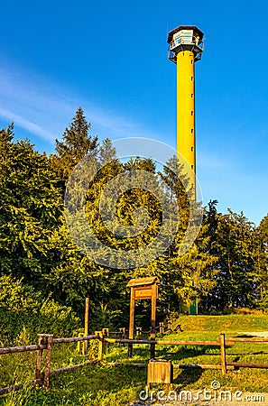 Observation tower over Bledowska Desert at Czubatka view point near Klucze in Lesser Poland Editorial Stock Photo