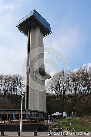 Observation tower, Gileppe Lake, Belgium Editorial Stock Photo