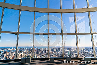 .Observation windows in Tokyo with views of skyscrapers Japan Stock Photo