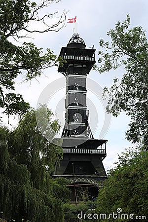The observational tower in the zoo of Copenhagen. Stock Photo