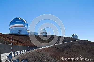 Observatories on Mauna Kea on the Big Island Stock Photo