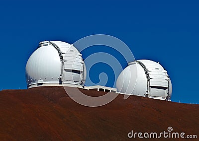 Observatories on Mauna Kea on the Big Island, HI Stock Photo