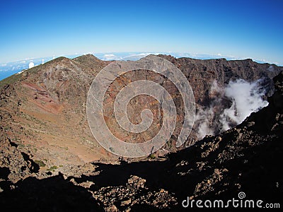 Observatories in the Roque de Los Muchachos crater in La Palma, Canary Islands Stock Photo