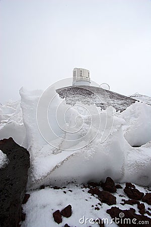 Observatories and snow Stock Photo