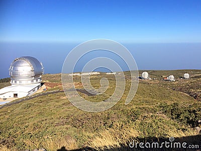 Observatories. Top of volcano on La Palma, Canaries Editorial Stock Photo