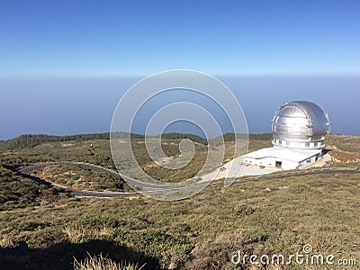 Observatories. Top of volcano on La Palma, Canaries Editorial Stock Photo