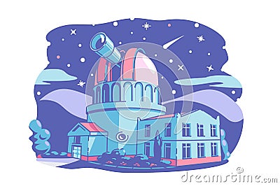 Observatory building with telescope Vector Illustration