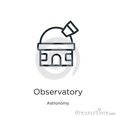 Observatory icon. Thin linear observatory outline icon isolated on white background from astronomy collection. Line vector sign, Vector Illustration