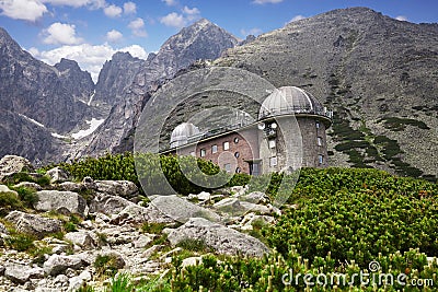 Observatory Lomnicky Peak, High Tatras Stock Photo