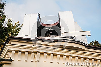 Observatory on Petrishin Hill in Prague in the Czech Republic. Exploring the cosmos and the universe with a telescope. Stock Photo