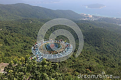 Skywalk glass bridge 2 in Yalong Bay Tropical Paradise Forest Park - Hainan Island Editorial Stock Photo