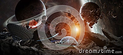 Observatory station in space 3D rendering elements of this image Stock Photo