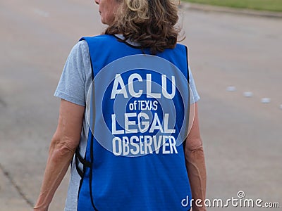 An ACLU Legal Observer Works A Protest Editorial Stock Photo