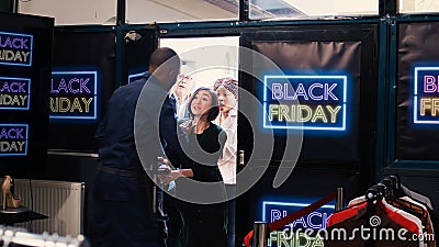 Obsessed customers going crazy in line Stock Photo