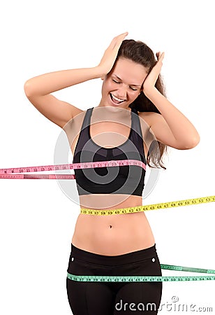 Obsessed woman about the body yelling. Stock Photo