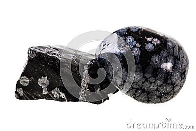 Obsidian stones on white Stock Photo