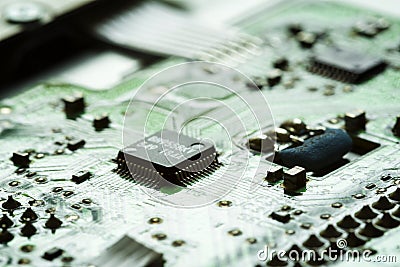 Obsolete green computer board, technology detail Editorial Stock Photo