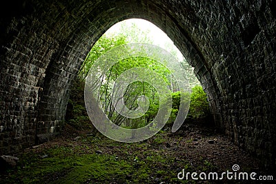 Obsolete railroad tunnel Stock Photo