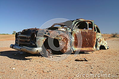 Obsolete rusted car. Stock Photo