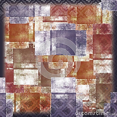 obsolete stamped colorful silk scarf design Stock Photo