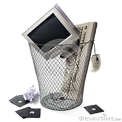Obsolete technology, keyboard CPU and monitor Stock Photo