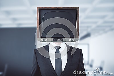 Obsolete TV headed man Stock Photo
