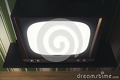 Obsolete TV with white screen Stock Photo