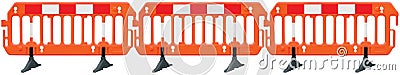 Obstacle detour road barrier fence roadworks barricade, orange red and white stop signal sign seamless isolated panoramic panorama Stock Photo