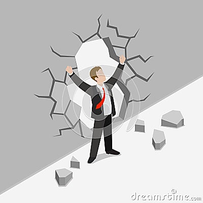 Obstacle overcome business winner flat 3d isometric vector Vector Illustration