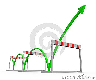 Obstacle Overcome Indicates Conquering Adversity And Challenge Stock Photo