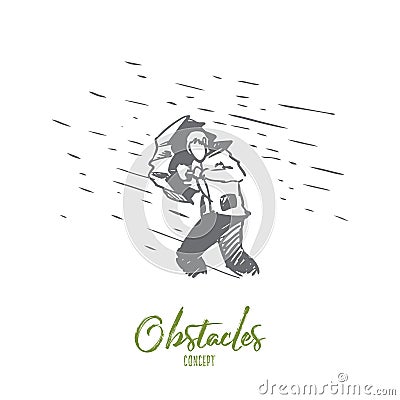 Obstacles, difficulties, problems concept. Hand drawn isolated vector. Vector Illustration