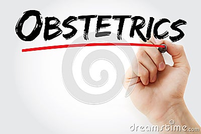 Obstetrics text with marker Stock Photo
