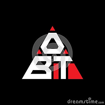 OBT triangle letter logo design with triangle shape. OBT triangle logo design monogram. OBT triangle vector logo template with red Vector Illustration