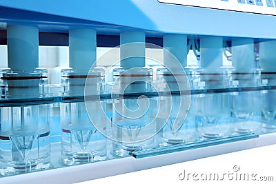 Carrying out of exact researches in pharmaceutics. Manual system. Production and analysis of tablets. Stock Photo