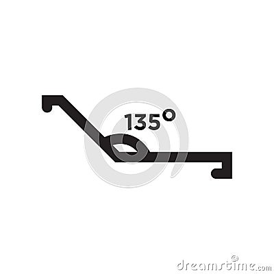 Obtuse angle of 135 degrees icon vector sign and symbol isolated on white background, Obtuse angle of 135 degrees logo concept Vector Illustration