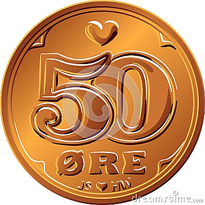 Danish 50 ore coin Vector Illustration