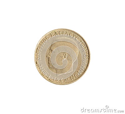 Obverse of One drachma coin made by Greece in 1967 Stock Photo