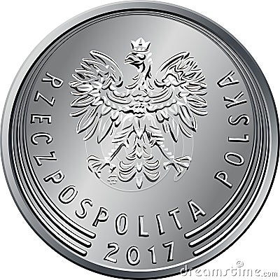 obverse Polish Money one zloty coin Stock Photo